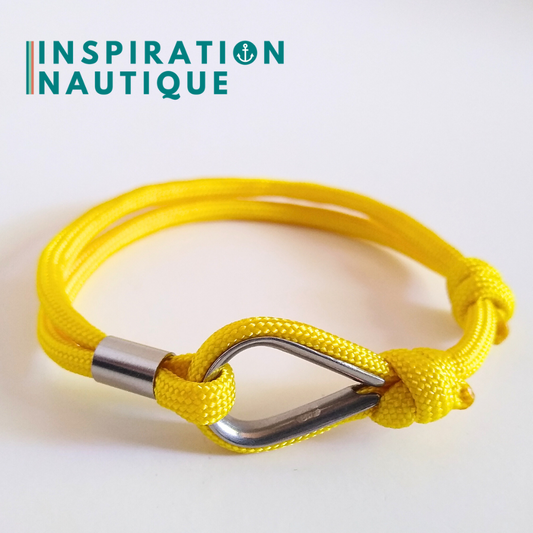 Bracelet marin avec cosse et noeud de pêcheur, Jaune, Medium