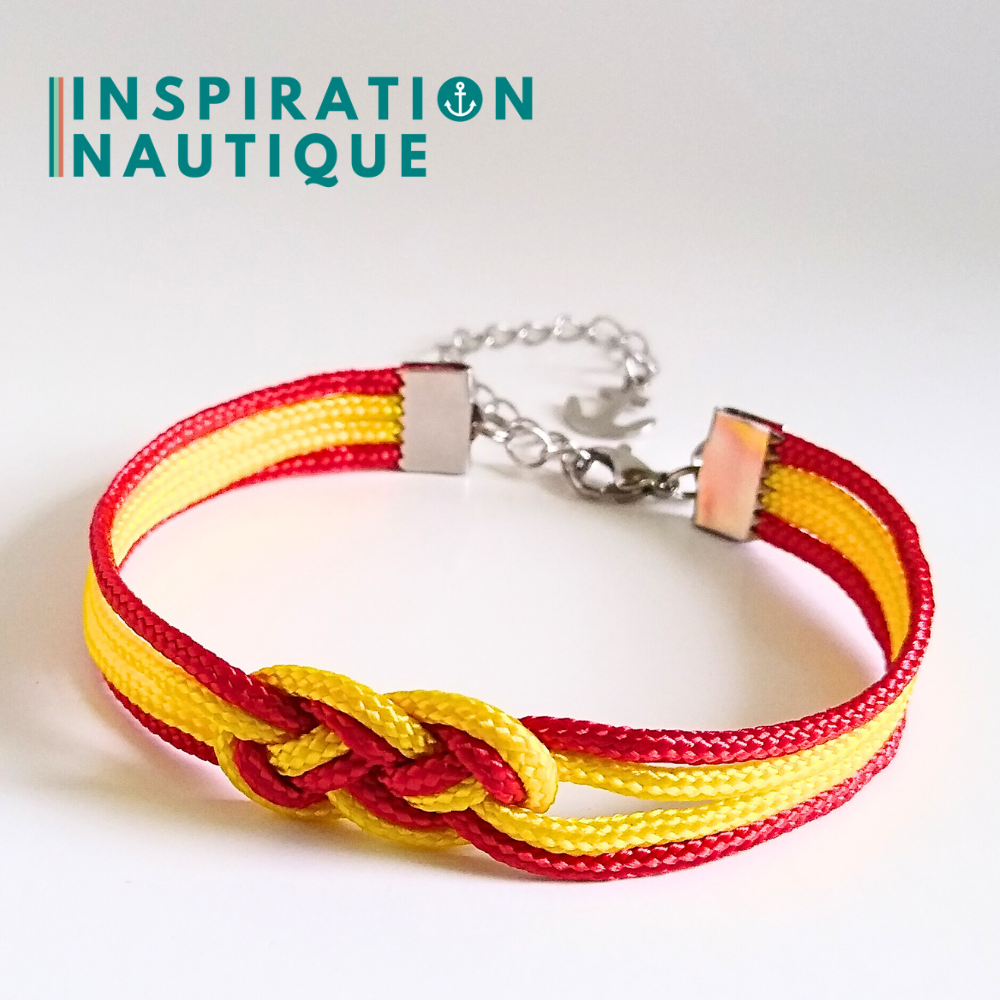 Bracelet marin avec mini noeud de carrick double, Jaune et rouge