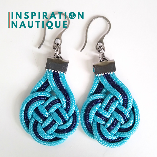 Boucles d'oreilles Double Coin Knot, Turquoise et marine