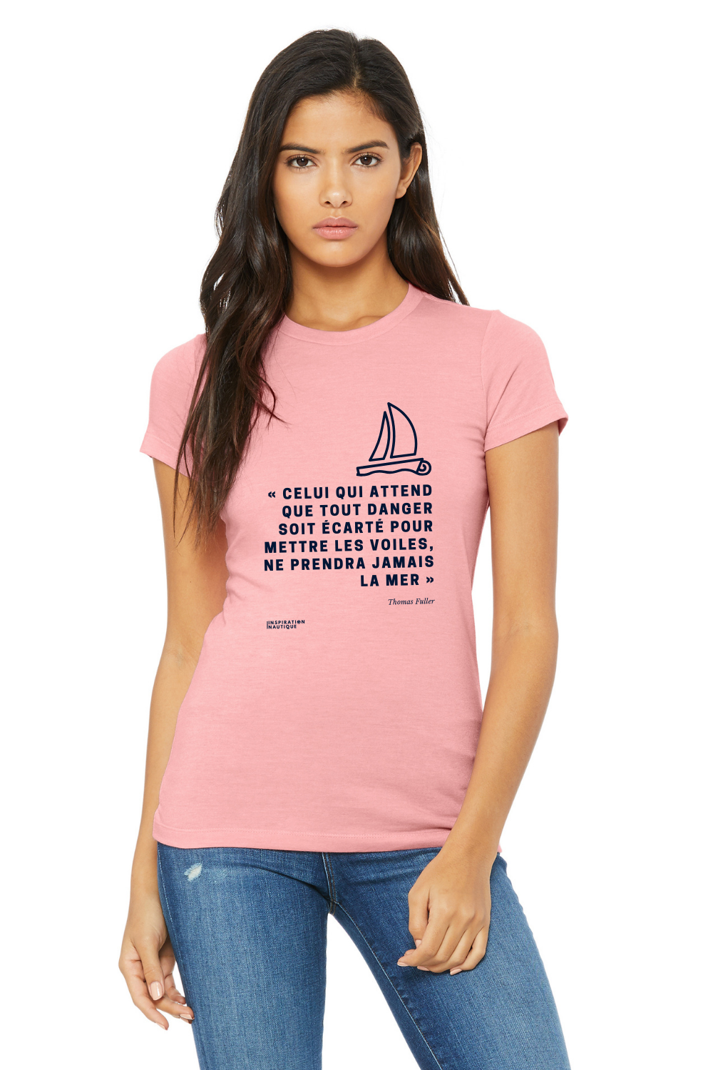 T-shirt femme - Celui qui attend... (voilier) - Visuel marine