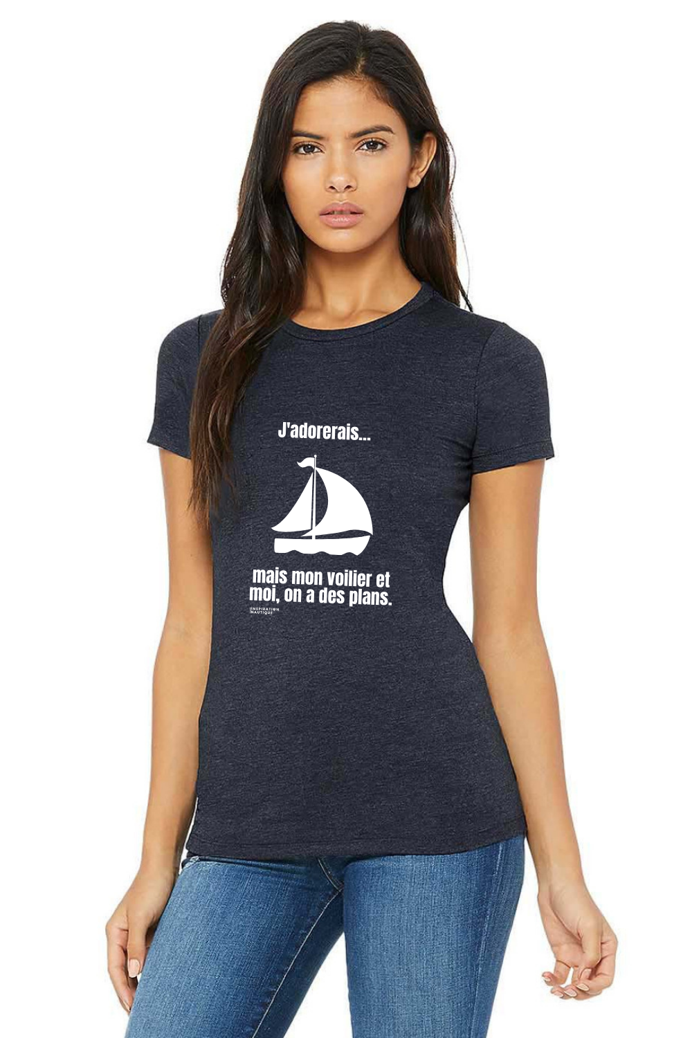 T-shirt femme - J'adorerais... mais mon voilier et moi, on a des plans - Visuel blanc