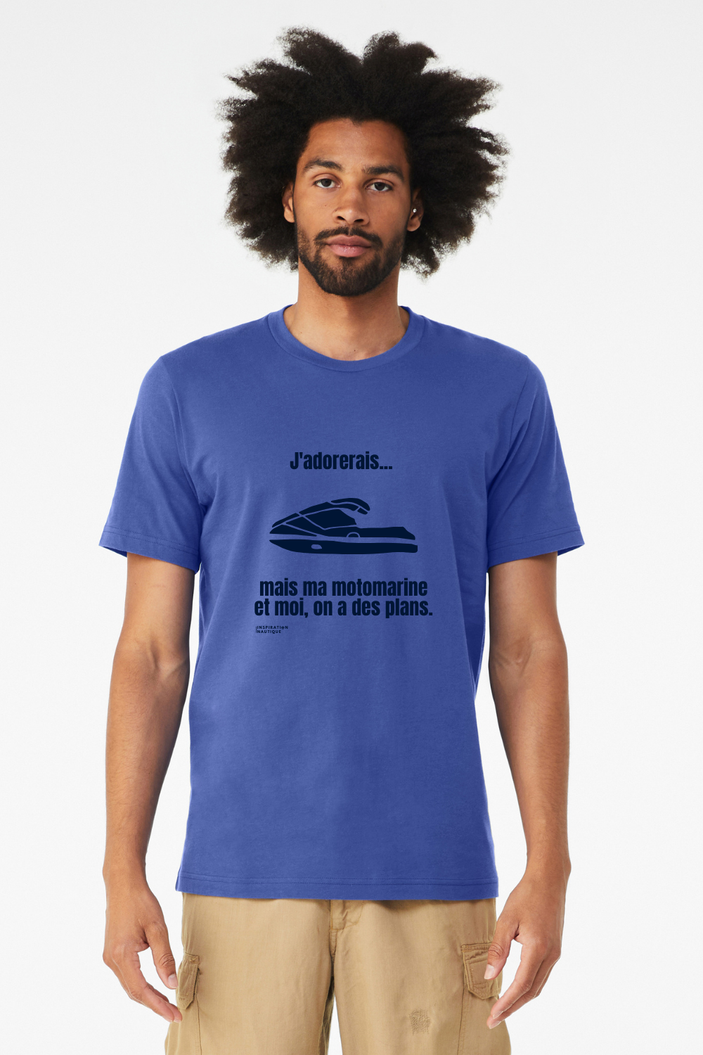 T-shirt unisexe col rond - J'adorerais... mais ma motomarine et moi, on a des plans - Visuel marine