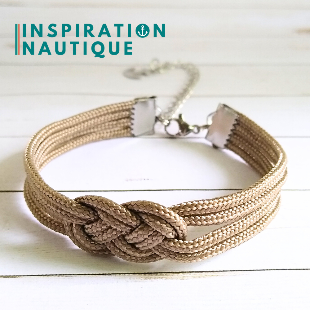 Bracelet marin avec mini noeud de carrick double, Sable