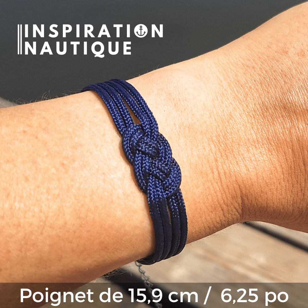 Bracelet marin avec mini noeud de carrick double, Lavande rose et marine, Medium