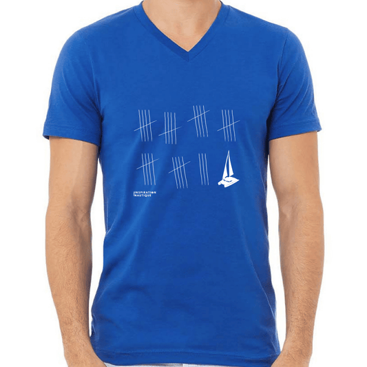 T-shirt unisexe col en V - La patience (catamaran) - Visuel blanc