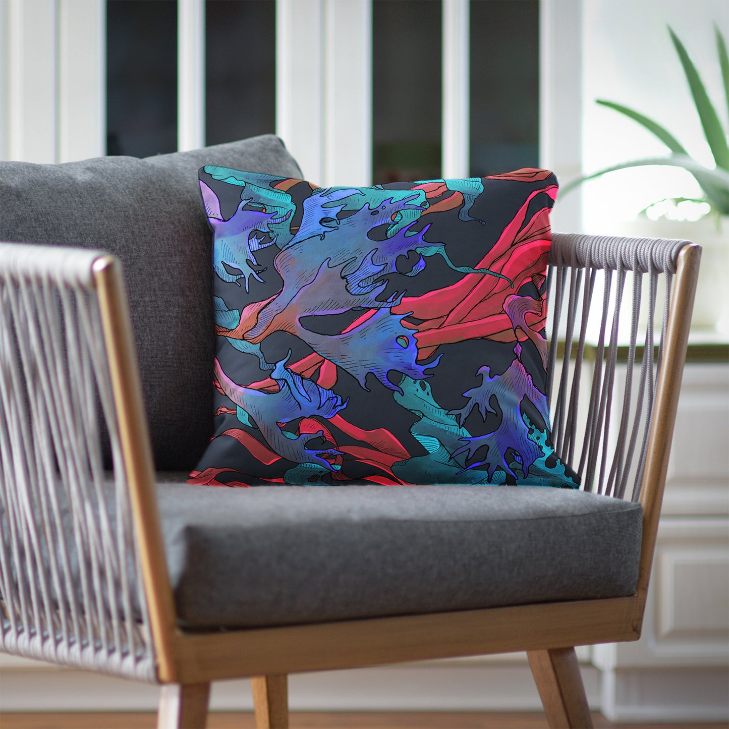 Housse de coussin : Bosquet bleu