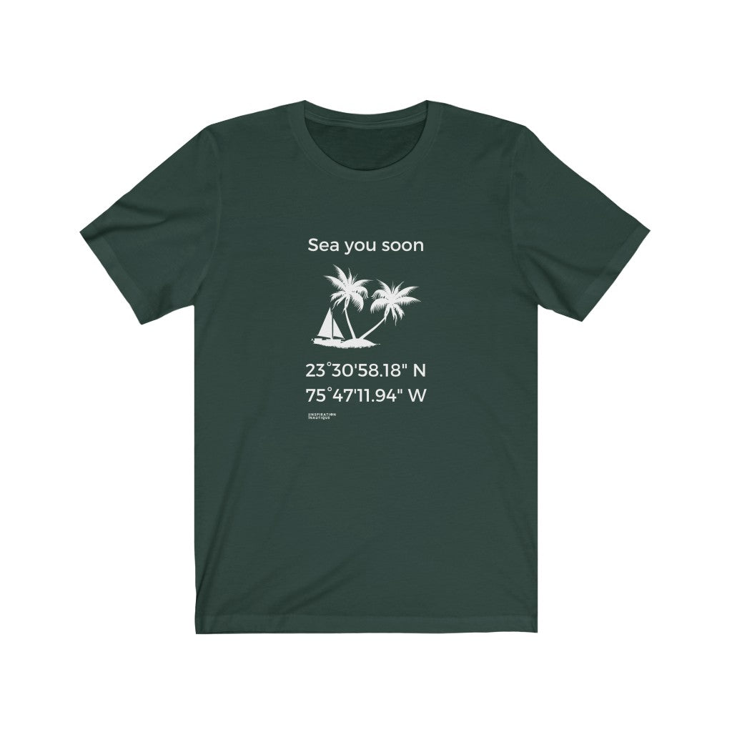 Unisex t-shirt: Sea you soon (sailing boat and island) - White visual