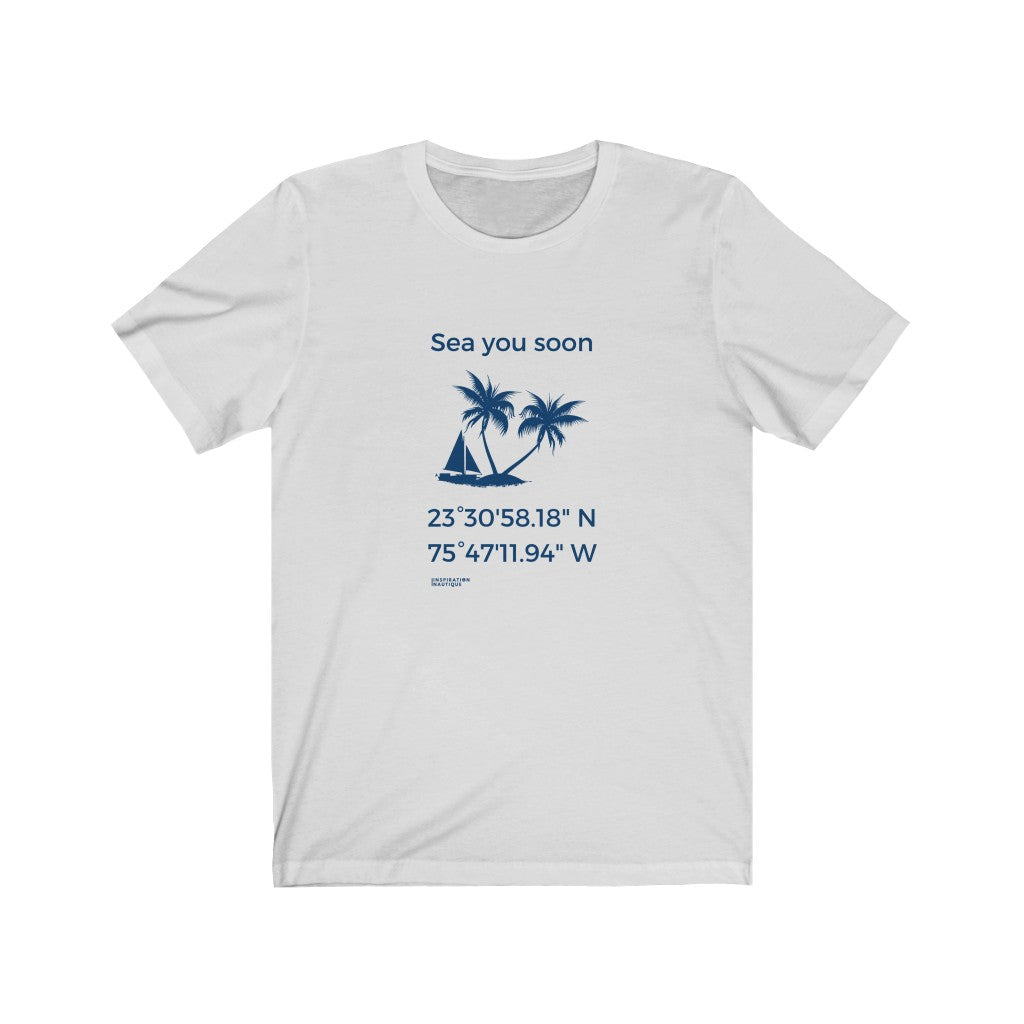 Unisex t-shirt: Sea you soon (sailboat and island) - Marine visual
