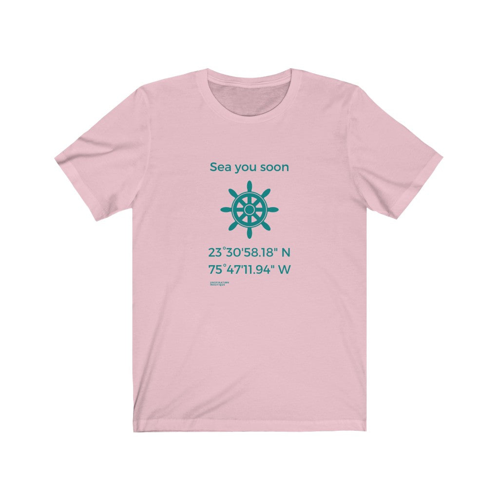 Unisex t-shirt: Sea you soon (wheel) - Teal visual