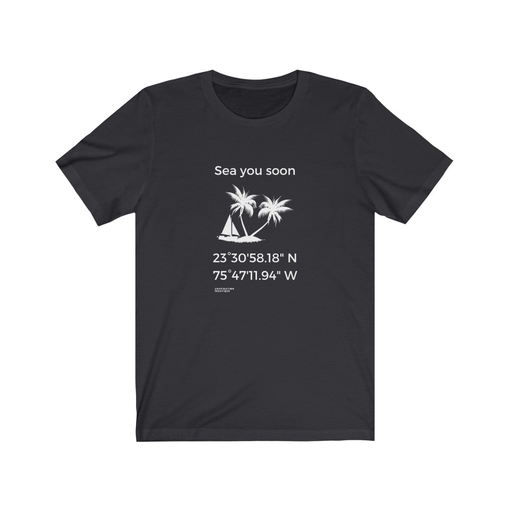 Unisex t-shirt: Sea you soon (sailing boat and island) - White visual