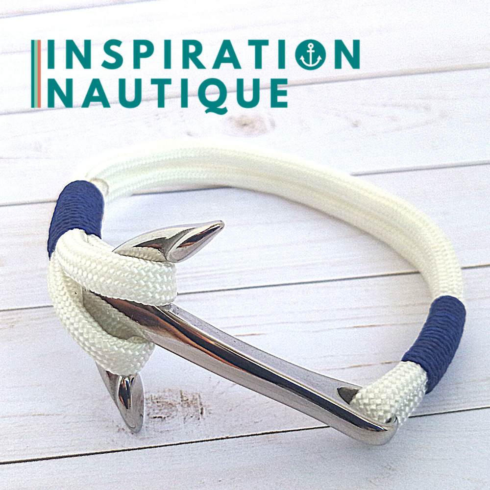 Bracelet marin avec ancre pour homme ou femme en paracorde 550 et acier inoxydable fait au Québec