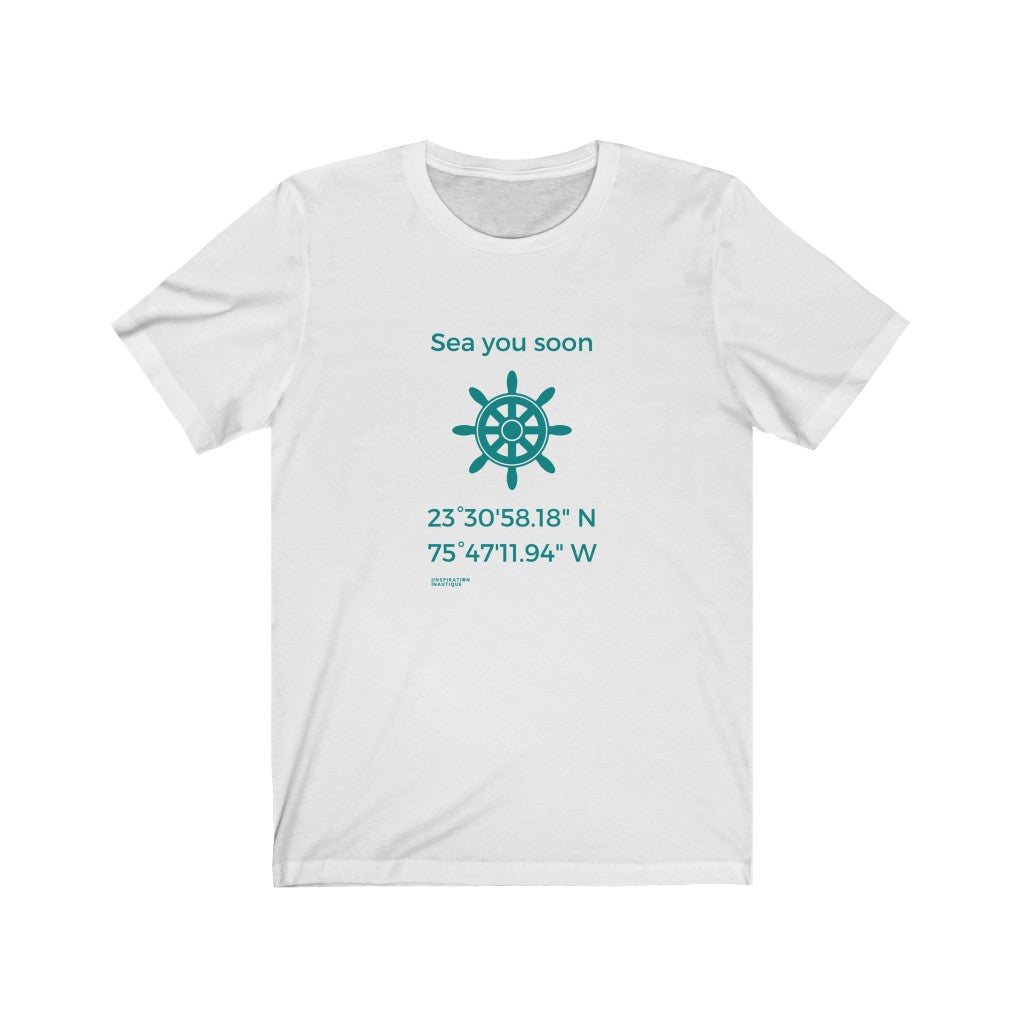 Unisex t-shirt: Sea you soon (wheel) - Teal visual