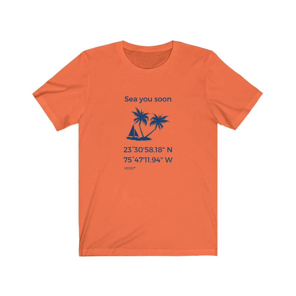 Unisex t-shirt: Sea you soon (sailboat and island) - Marine visual