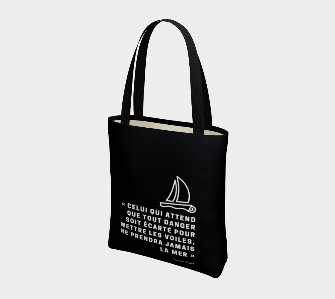 Sac fourre-tout - Celui qui attend que tout danger soit écarté... - Blanc sur fond noir