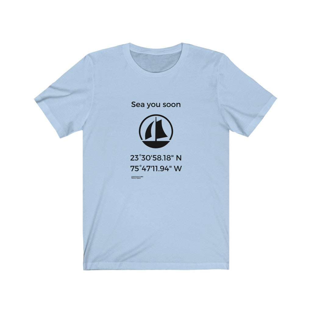 Unisex t-shirt: Sea you soon (sailing boat) - Black visual