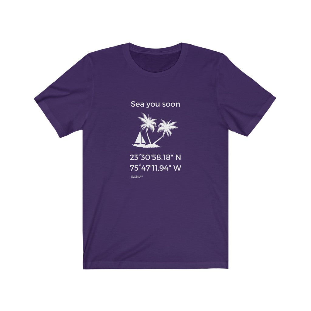 Unisex t-shirt: Sea you soon (sailing boat and island) - White visual