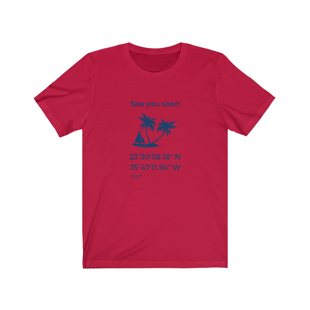 Unisex t-shirt: Sea you soon (sailboat and island) - Marine visual