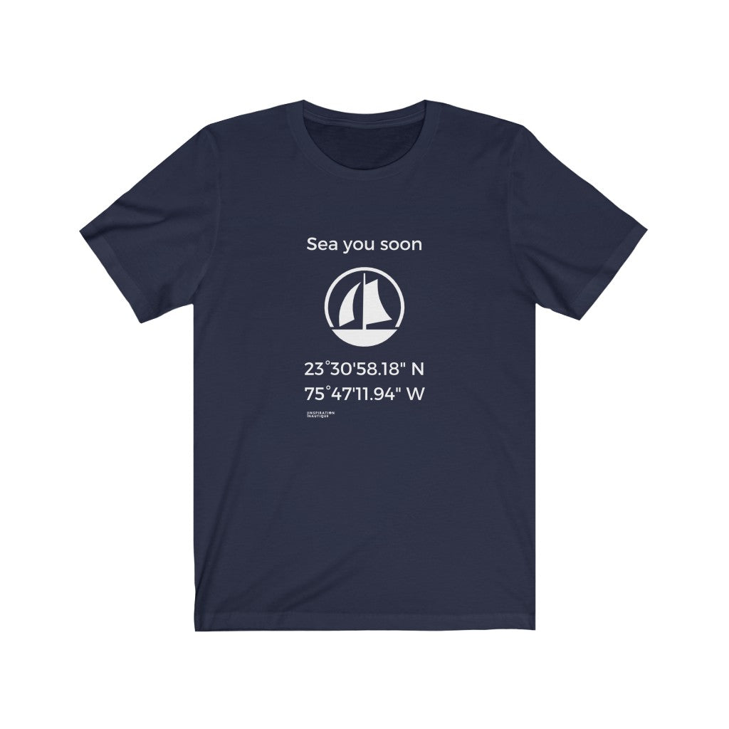 Unisex t-shirt: Sea you soon (sailing boat) - White visual