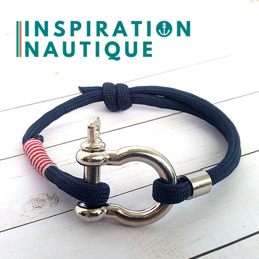 Bracelet marin avec ancre pour homme ou femme en paracorde 550 et acier inoxydable, ajustable