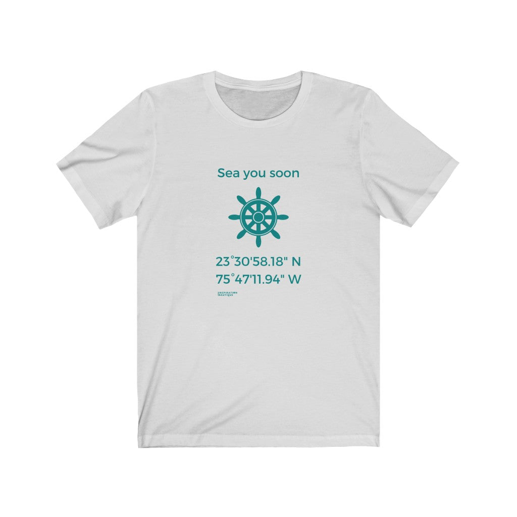 Unisex t-shirt: Sea you soon (wheel) - Teal visual
