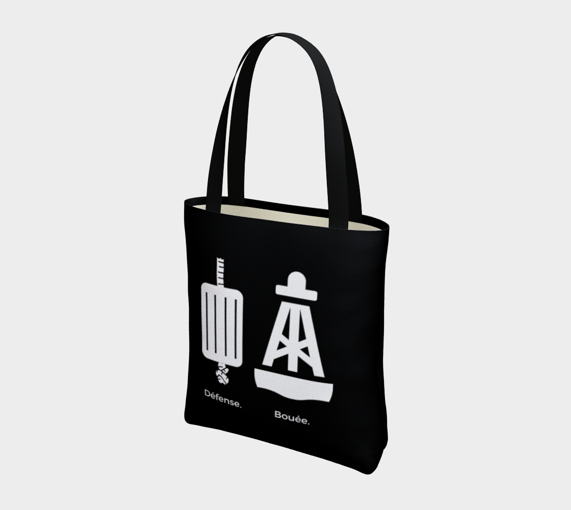 Sac fourre-tout - Bouée vs défense - Blanc sur fond noir