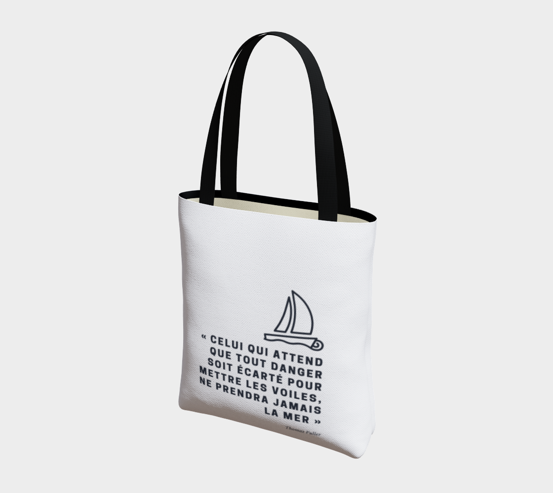 Sac fourre-tout - Celui qui attend que tout danger soit écarté... - Marine sur fond blanc