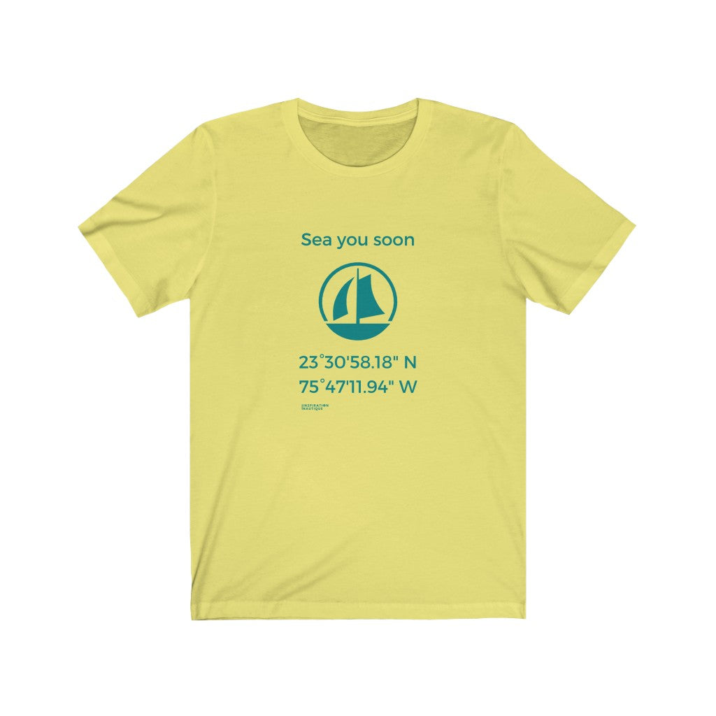 Unisex t-shirt: Sea you soon (sailing boat) - Teal visual