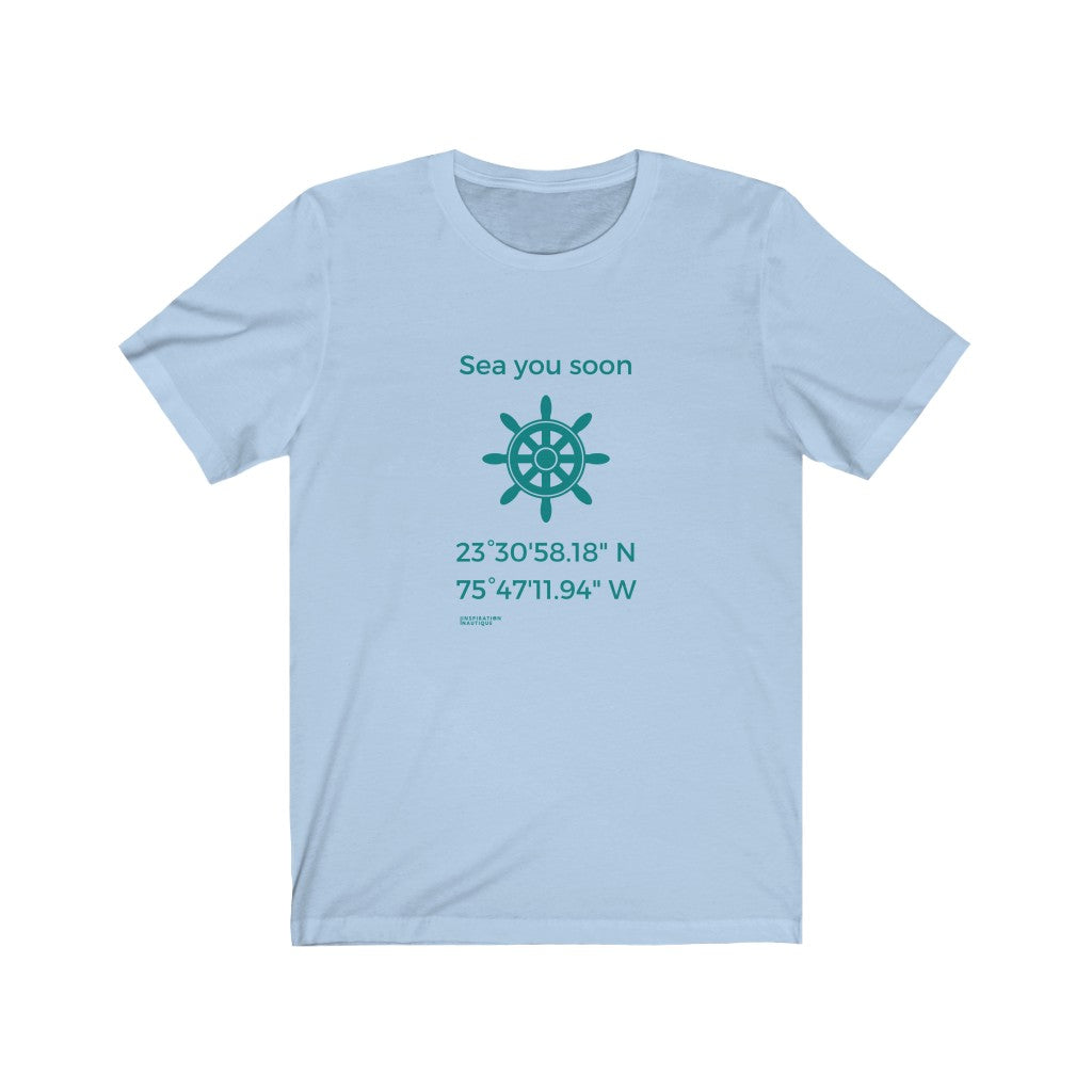 Unisex t-shirt: Sea you soon (wheel) - Teal visual