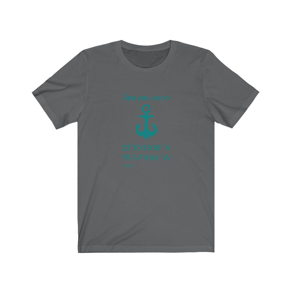 T-shirt unisexe : Sea you soon (ancre) - Visuel sarcelle