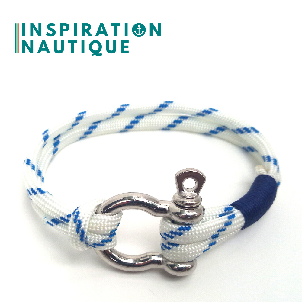 Marine shackle bracelet for men or women in paracord 550 and stainless steel