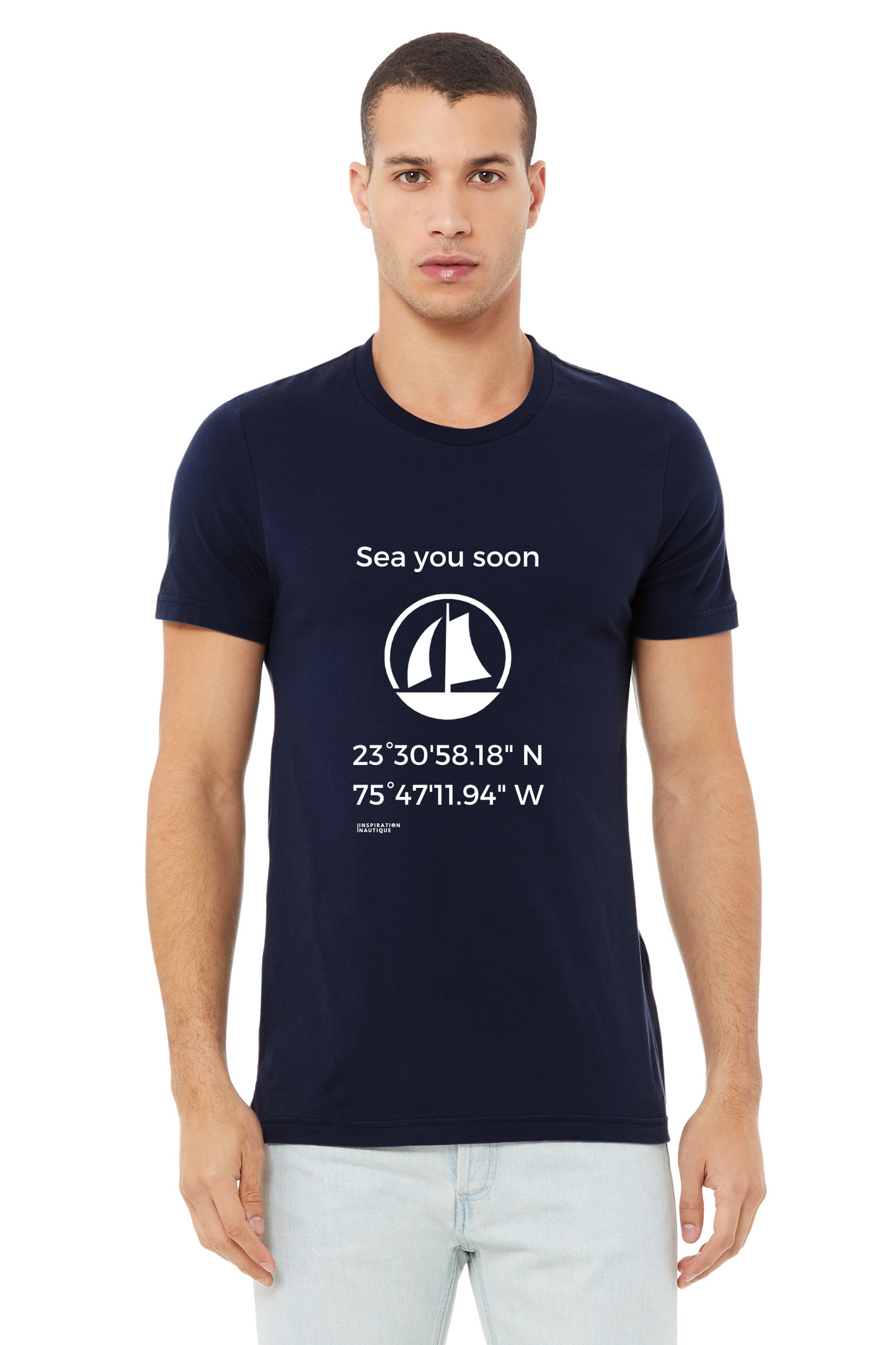 Unisex t-shirt: Sea you soon (sailing boat) - White visual