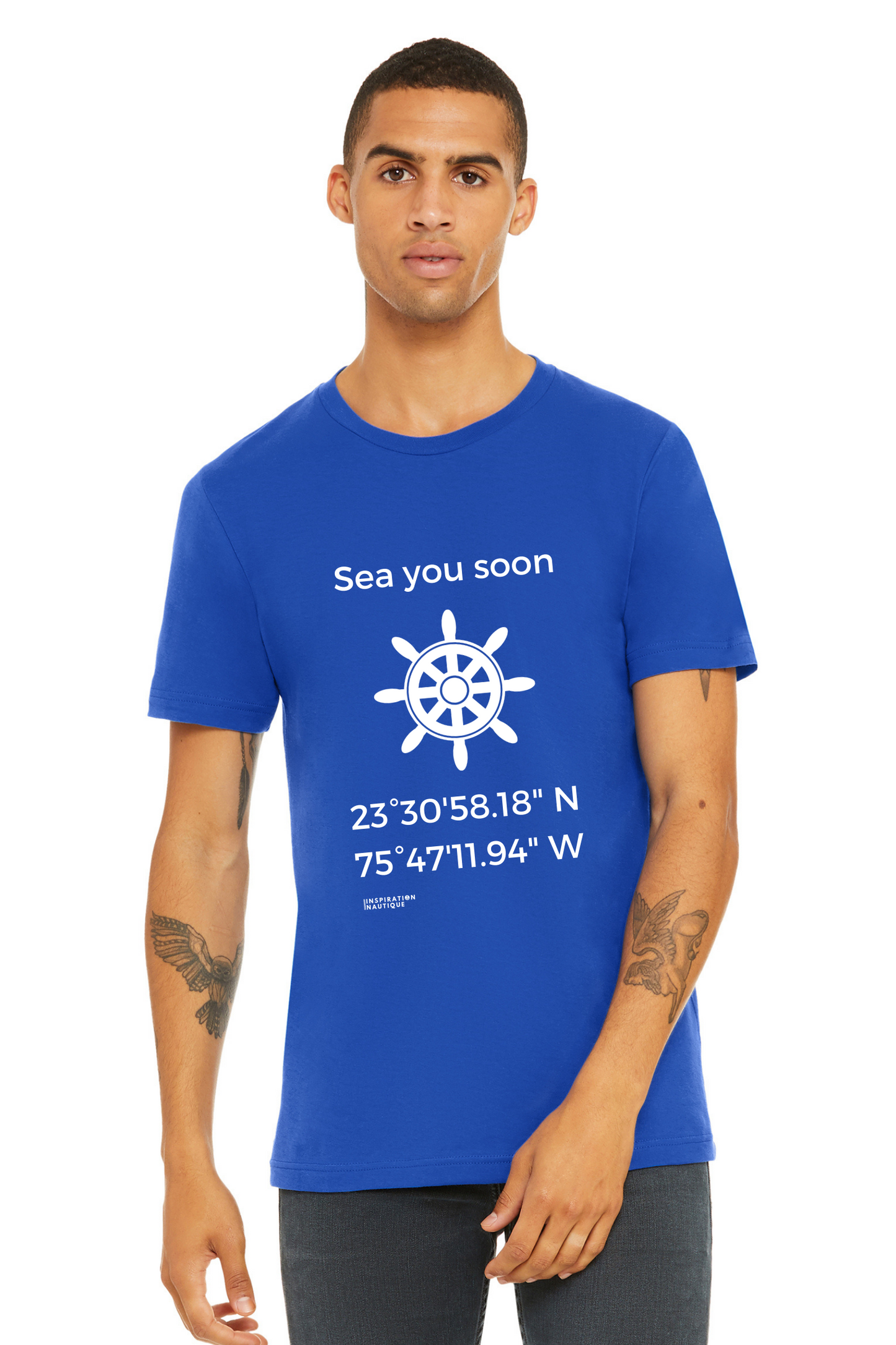 Unisex t-shirt: Sea you soon (wheel) - White visual