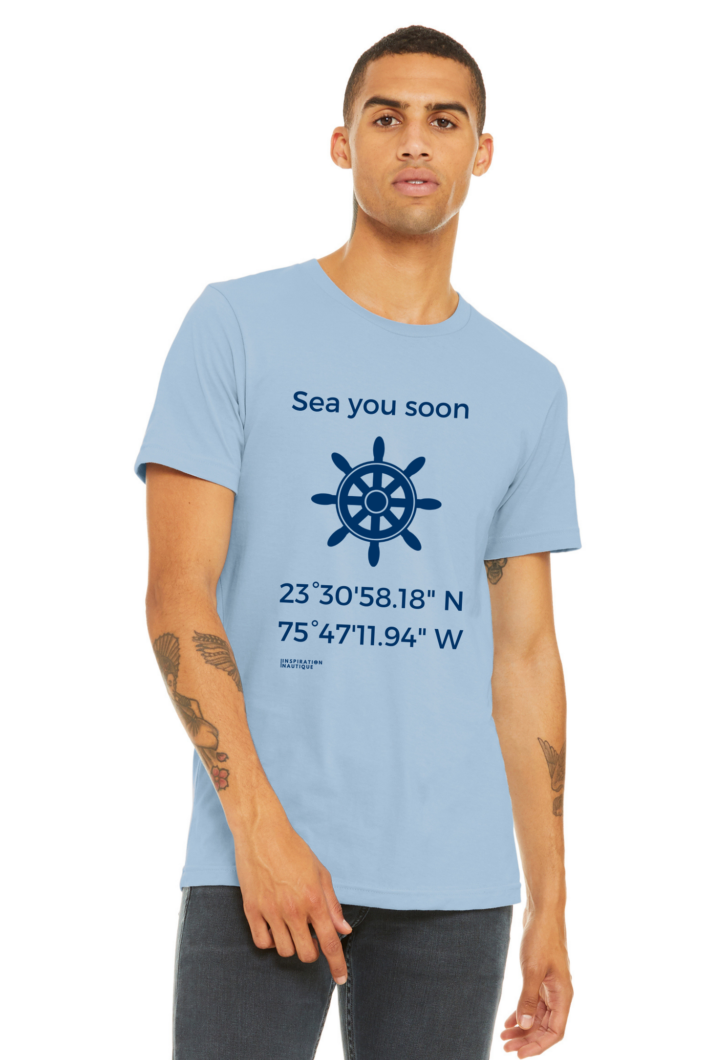 Unisex t-shirt: Sea you soon (wheel) - Navy visual