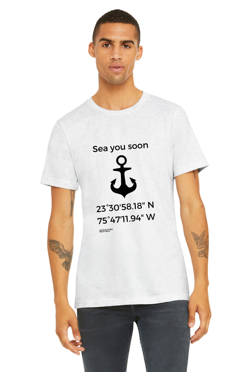 T-shirt unisexe : Sea you soon (ancre) - Visuel noir