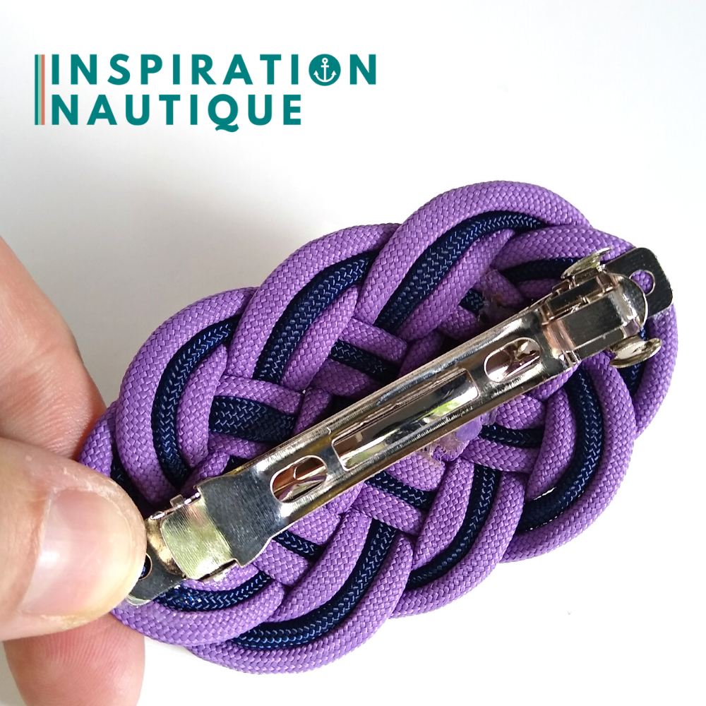 Barrette au style marin composée d'une baderne en paracorde 550, Lilas et marine