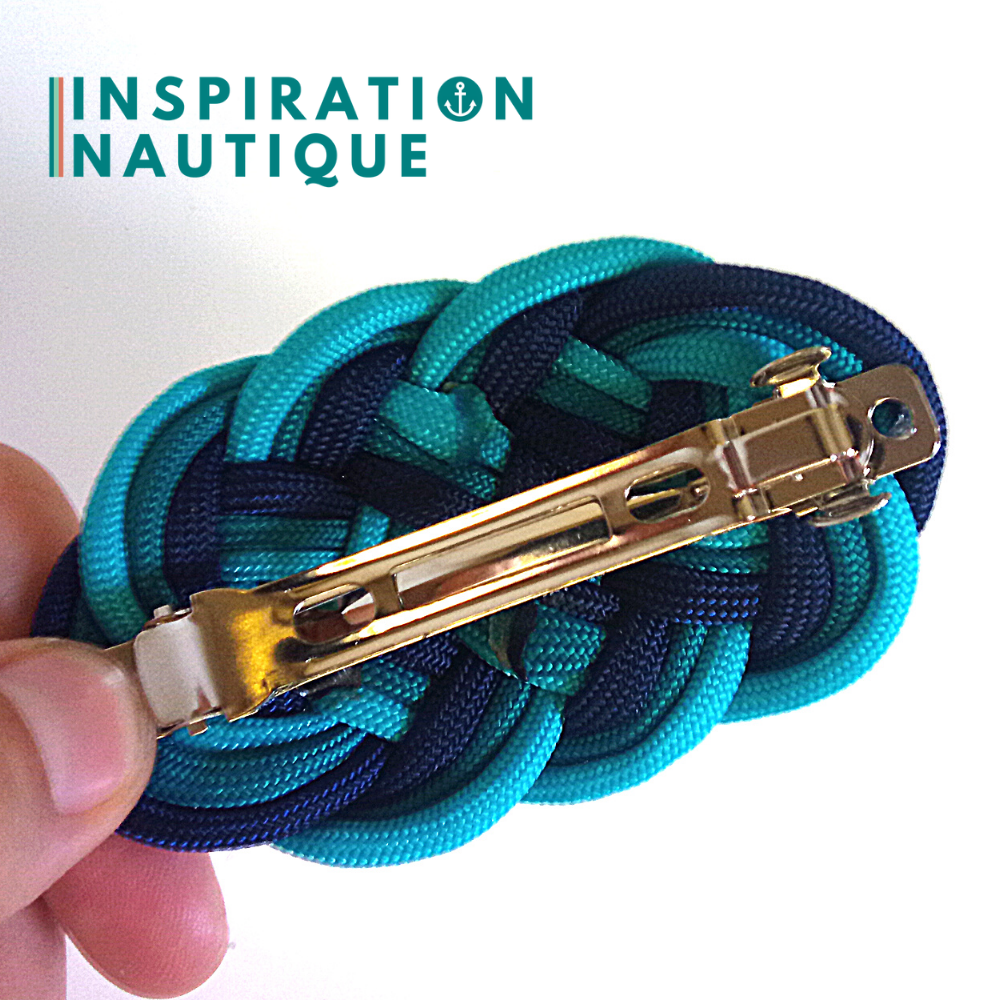 Barrette au style marin composée d'une baderne en paracorde 550, Turquoise, sarcelle et marine