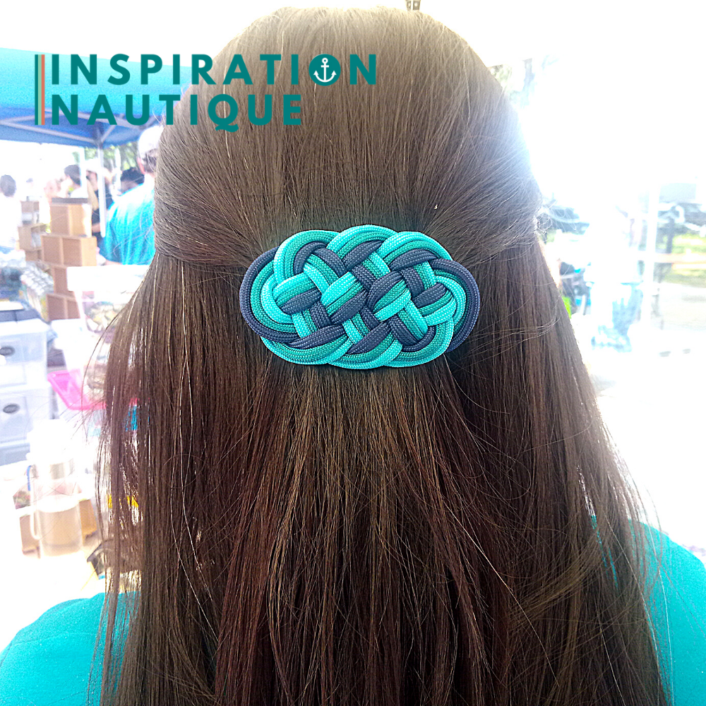 Barrette au style marin composée d'une baderne en paracorde 550, Turquoise, sarcelle et marine