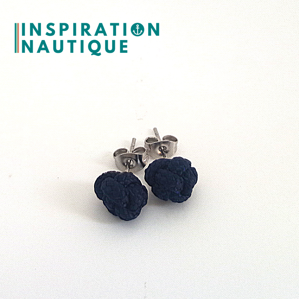 Boucles d'oreilles nautiques, boutons en noeud de sifflet de bosco, Marines