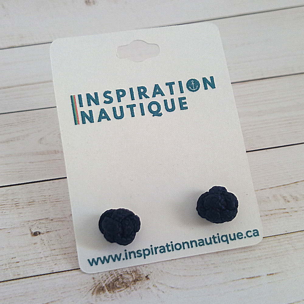Boucles d'oreilles nautiques, boutons en noeud de sifflet de bosco, Marines