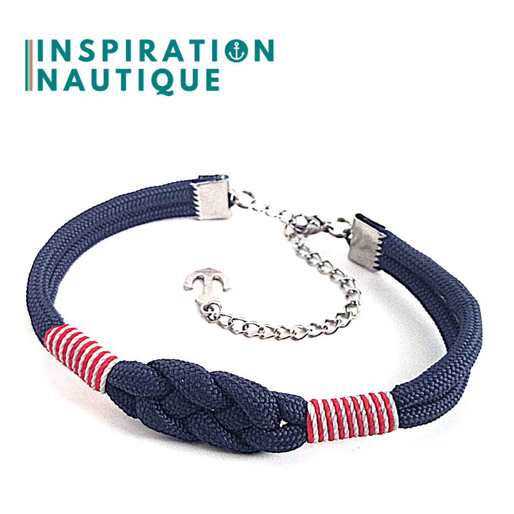 Bracelet marin avec noeud de carrick, unisexe, en paracorde 550 et acier inoxydable, Marine