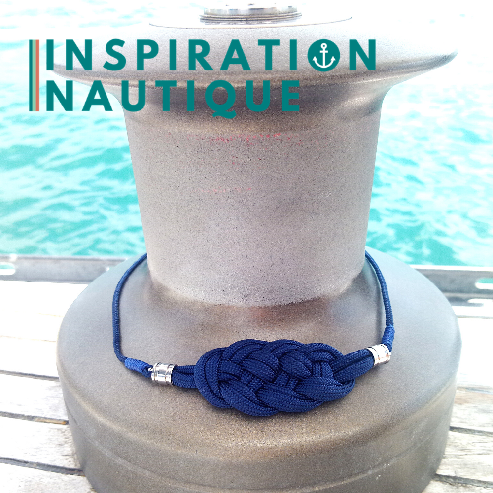 Collier marin avec noeud de carrick en paracorde et acier inoxydable, Marine