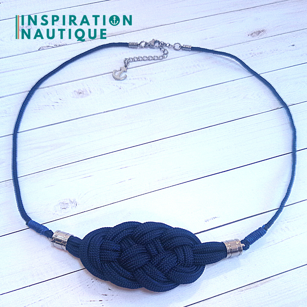Collier marin avec noeud de carrick en paracorde et acier inoxydable, Marine