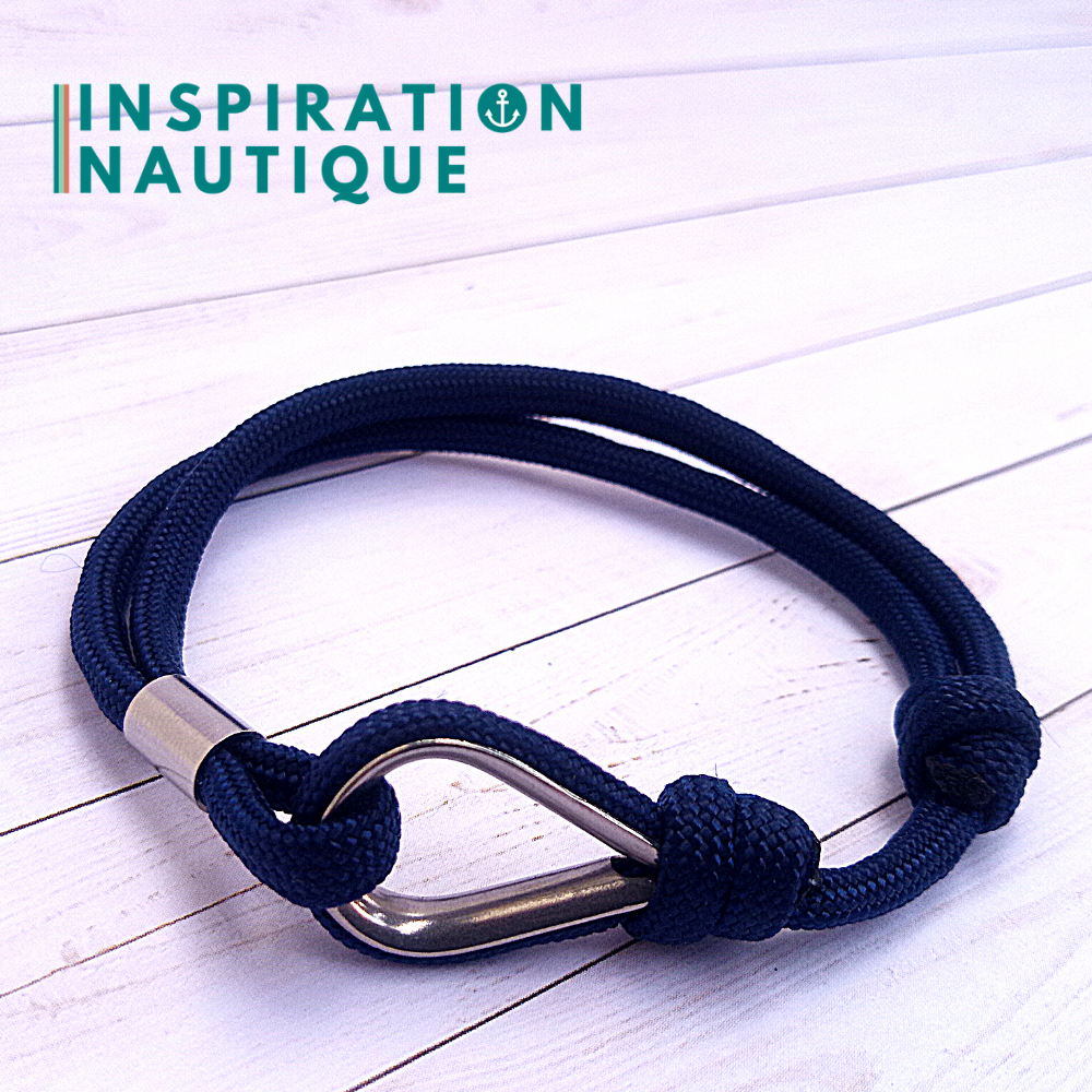 Sailor bracelet with terminal and sliding knot, Navy