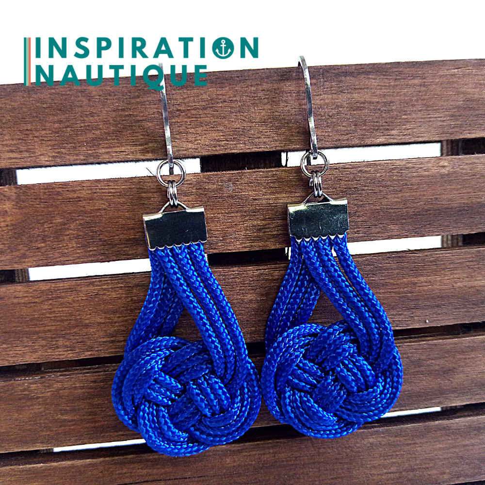 Boucles d'oreilles Double Coin Knot, Bleues