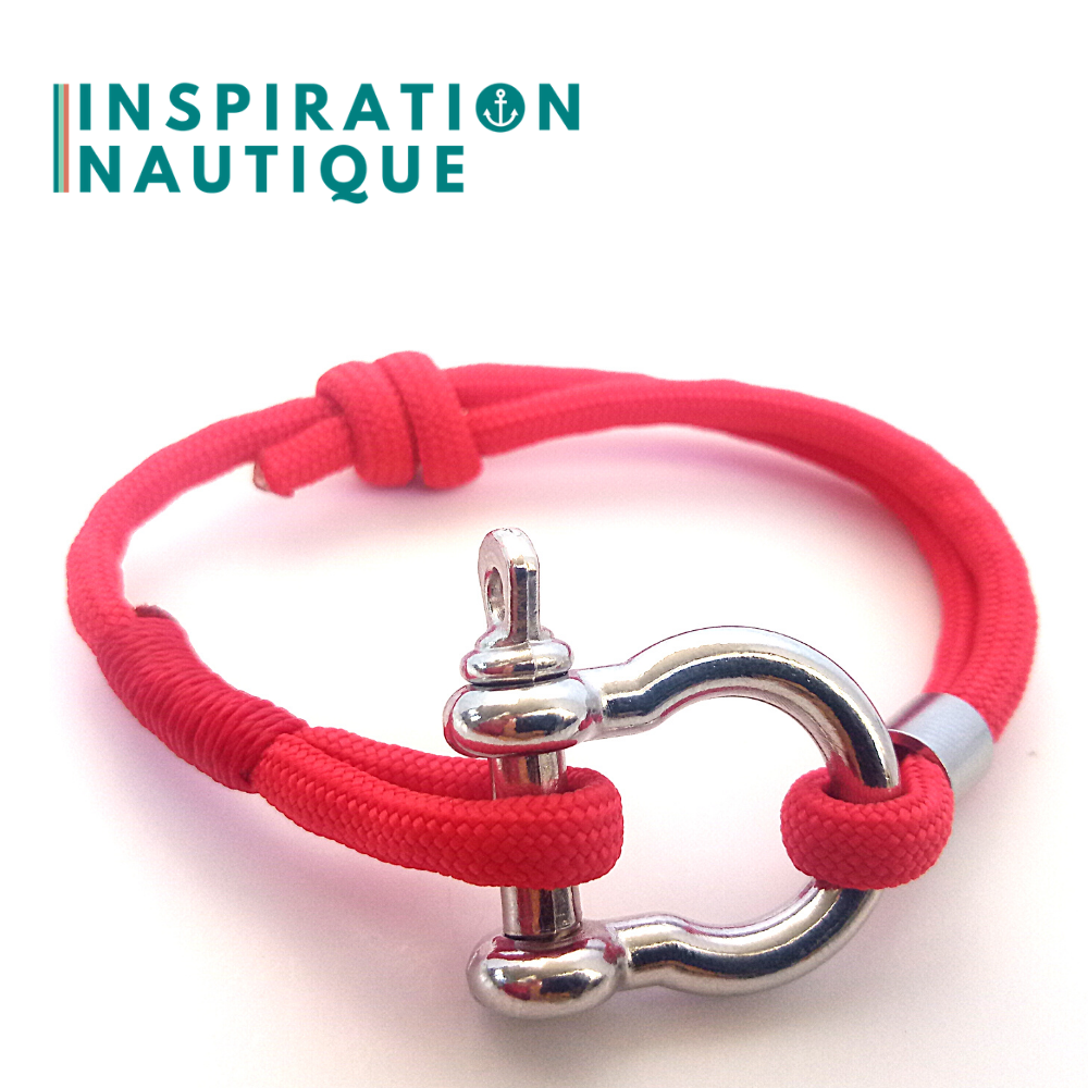 Marine shackle bracelet for men or women in paracord 550 and stainless steel