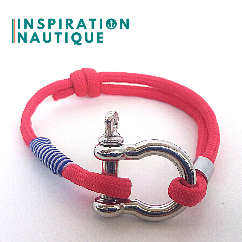 Nautical shackle bracelet for men and women in paracord 550 and stainless steel