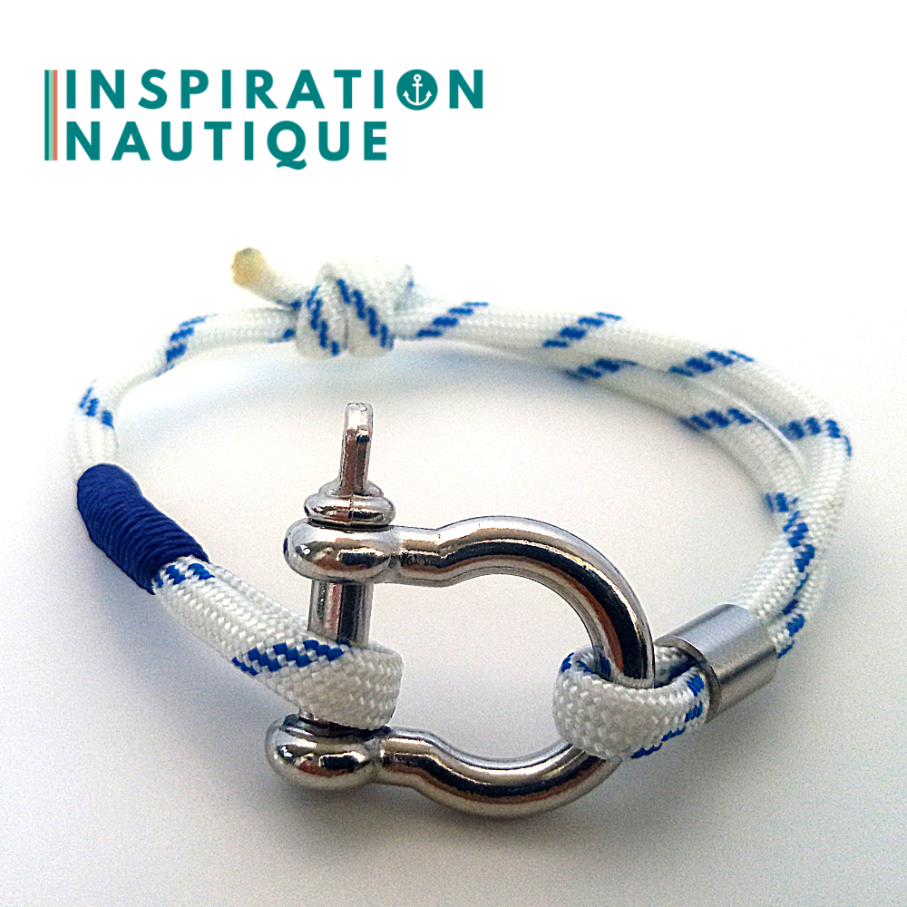 Marine shackle bracelet for men or women in paracord 550 and stainless steel