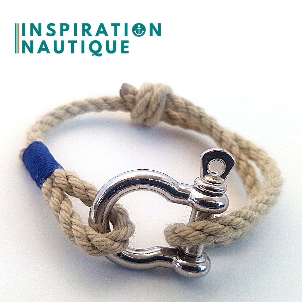 Boat rope stainless steel shackle bracelet for men or women