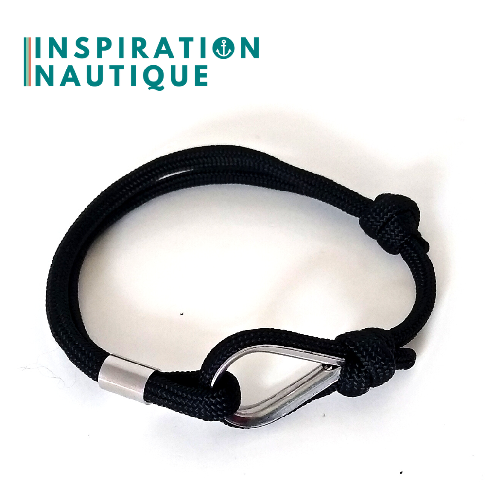 Bracelet marin avec cosse et noeud de pêcheur, Noir