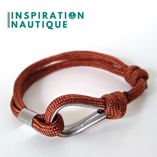 Bracelet marin avec cosse et noeud de pêcheur, Rouille, Medium